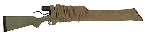 Allen Company Knit Gun Sock for Rifle/Shotguns With or Without Scope - Anti-Rust and Silicone-Treated for Gun Safe, Bag, and Case Storage - Drawstring Closure - 52 Tan