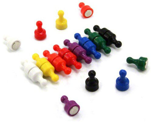 Rainbow Skittle Magnet for Fridge, Office, Whiteboard, Noticeboard, Filing Cabinet - 8 Colours - 12mm dia x 21mm tall - Pack of 16