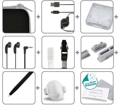 Speedlink Zubehör für Nintendo Handheld (Tasche/Kopfhörer/Ladekabel/Touchpen/Spielhülle/Mikrofasertuch/Trageriemen) schwarz