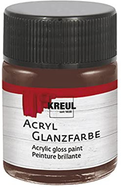 KREUL 79511-Pintura, Tarro de 50 ml en marrón Oscuro, Pintura acrílica Lisa Brillante para Colorear y Hacer Manualidades, a Base de Agua, Resistente a la Saliva, Dark Brown, 50