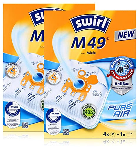 8 Original SWIRL M49 Staubsaugerbeutel passend für Miele Größe H