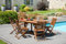 MACABANE Hanna - Table de Jardin 4/6 Personnes - Ovale Extensible 120/180 x 90 cm en Bois Teck huilé