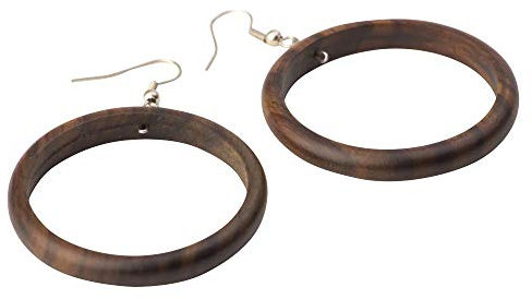 81stgeneration 38 Mm Einfache Runde Holzohrringe mit Haken aus 925er Sterlingsilber | Runde Braune Ohrringe | Ohrringe mit Holzscheiben | Creolen | Holzschmuck