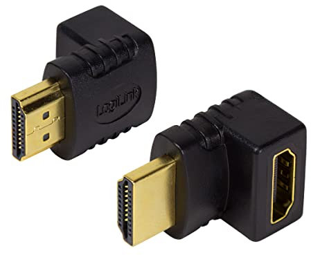 LogiLink AH0007 HDMI High Speed Adapter, 90 Grad gewinkelt und mit vergoldeten Kontakten, Ideal für Full HD, Stecker auf Buchse schwarz