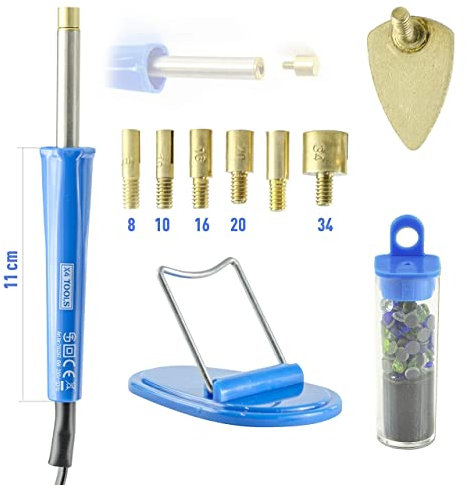 X4-TOOLS Strassstein Applikator Set - 11-teilig - mit Hotfix Applicator, Aufsätze, gratis Strasssteine - Starter Set