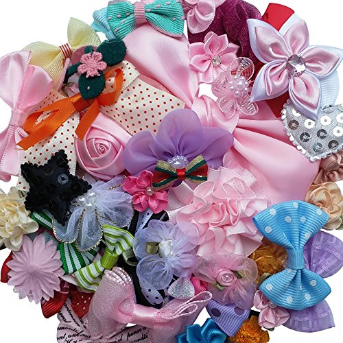 Chenkou hantverk mix bulk 50 st band blommor rosetter hantverk bröllop ornament applikationer A0241