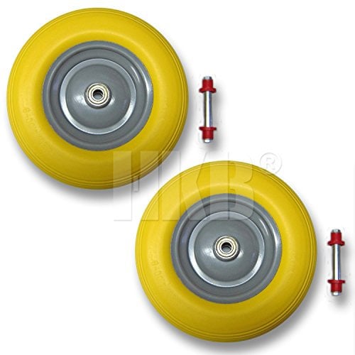 2 x HKB PU-Schubkarrenrad mit 2 Achsen, 4.80/4.00-8, Stahlfelge, 2 Kugellager, max.180Kg, PU Schaum, Pannensicher, Achs-ø = 20mm, Gesamtbreite 95mm, Nabenbreite 90mm, Artikel-Nr. 161820