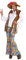 Widmann - Kostüm Woodstock Hippiefrau, Bluse mit Weste, Hose und Hut mit Haaren, Fasching