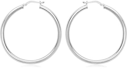 Carissima Gold Damen 9k (375) Weißgold 40mm Poliert Creole Klappbar Post Ohrringe 5.52.5739