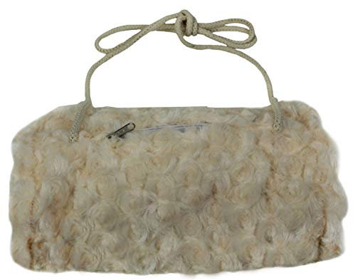 Ringelsuse - Kuscheliger Handwärmer, Muff für Mädchen und Damen größenverstellbare Baumwollkordel mit Innenfach-Tasche Fell 25 x 18 cm Fairtrade creme-weiß