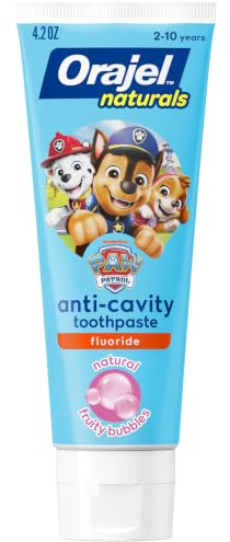 Orajel Kids Paw Patrol Anti-Cavity Fluoride Toothpaste, Natural Fruity Bubble Flavor, 4.2oz Tube