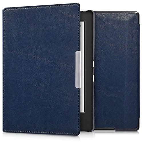 kwmobile Custodia eReader Compatibile con Kobo Aura H2O Edition 1 Cover - eBook Reader Flip Case - Cover eReader Simil Pelle - Blu Scuro