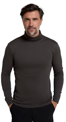 Mountain Warehouse Meribel Mens Thermal Baselayer Top - Combed Cotton Sweater, Roll Neck Jumper, Breathable, Quick Drying & Fitted Sleeves - for Everyday Use Dark Grey M
