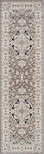Superior Elegant Glendale Collection Teppich, 8 mm Florhöhe mit Jute-Rückseite, traditionelles orientalisches Teppich-Design, antistatisch, wasserabweisend, Braun, 70 x 200 cm Läufer