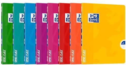 OXFORD Cahier OpenFlex 17x22cm Grands Carreaux Seyès 96 Pages Agrafées Couverture Polypro Coloris Assortis