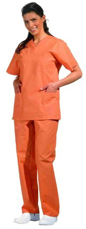 OP-Hose - Damen und Herren Hose mit Rundumgummizug - in vielen Farben, Orange - IV