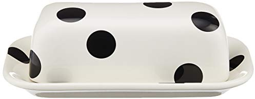 Kate Spade New York Deco Dot Covered Butter Dish, 1.65 LB, White