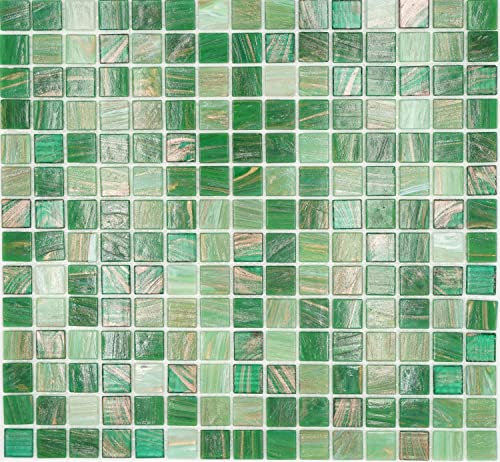 Mosaik Quadrat Goldensilk grün Glas changierend Effekt italienischer Stil Fliesenspiegel, Mosaikstein Format: 20x20x4 mm, Bogengröße: 327x305 mm, 10 Bögen