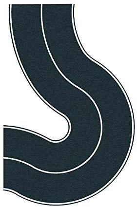 NOCH Landstraße Universalkurve, mit Flexibler Asphalt Straßen-Folie, perfekt für Modellbau Spur H0