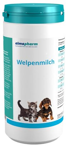 almapharm Welpenmilch | 800 g | Alleinfuttermittel für Hunde- und Katzenwelpen | Zur mutterlosen Aufzucht und Beifütterung | Mit Milchsäurebakterien und Fructo-Oligosacchariden