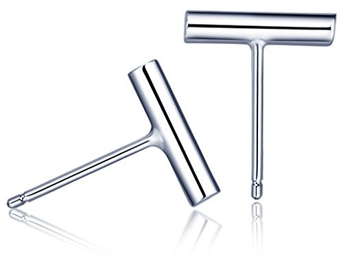 Unendlich U Boucle d'oreille Une baguette La bande horizontale Le style simple en S925 argent fin clou d'oreille de blanc d'argent particulier Pour femme fille
