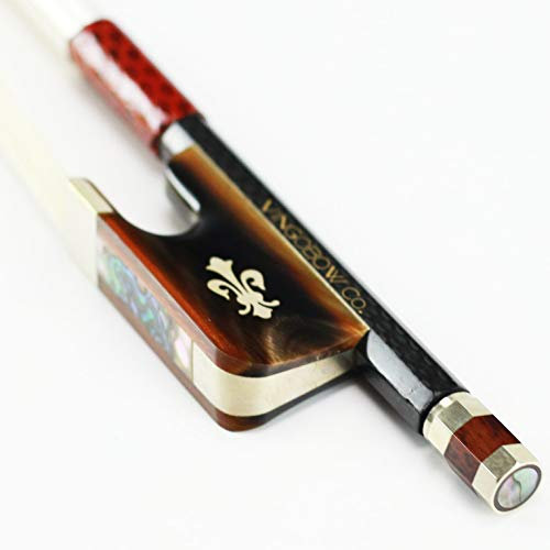 VINGOBOW Strukturierter Carbonfaser Cellobogen Karbonbogen Carbon Bow für Konzertniveau. Oxhorn Frosch Nickel Silber charmant aussehend