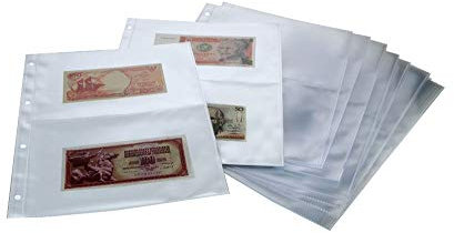 15er Pack SAFE 5479 Banknoten Hüllen | Banknotenhüllen | Ergänzungshüllen Banknoten Album | DIN A4 | mit 2 Taschen à 215 x 145 mm | glasklar | für alle SAFE Ringbinder