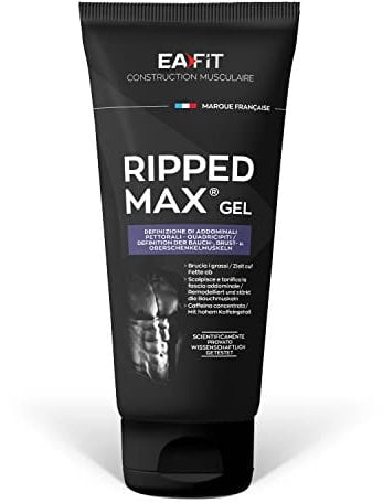EAFIT | Ripped Max Gel | Resculpte et Tonifie la Ceinture Abdominale, les Pectoraux et Quadriceps | Caféine, Thé vert & Guarana | Scientifiquement Testé | Marque Française | 200 ml