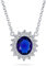 Bling Jewelry Klassische Nachlass Vintage Stil Krone 1.5 CT AAA CZ Halo Oval Navy Blau Cubic Zirconia Bahnhof Anhänger Für Frauen Simuliert Saphir Silber Vergoldet Messing