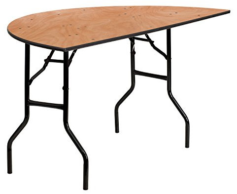 Flash Furniture Furman 1,52 m Halbrunder Allanlass-Holz-Klapptisch, zusammenklappbar, tragbar, halbrund, Banketttisch mit Holzplatte, Natur/Schwarz