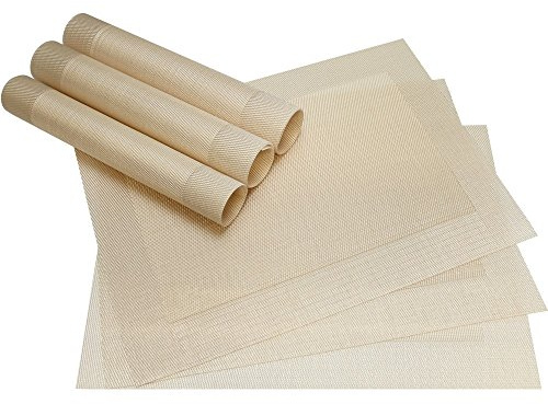 matches21 Edle Tischsets Platzsets BORDA Platzmatten 6er Set perlmutt silber-weiß gewebt aus Kunststoff 46x33 cm abwaschbar Platzdeckchen Esstischunterlagen vom Tischwäsche Spezialist