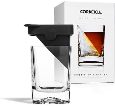 Corkcicle 7001 Whiskey Wedge-Whisky Glass with Silicone Ice Mould Seen on This Morning, 750 milliliters, Transparent