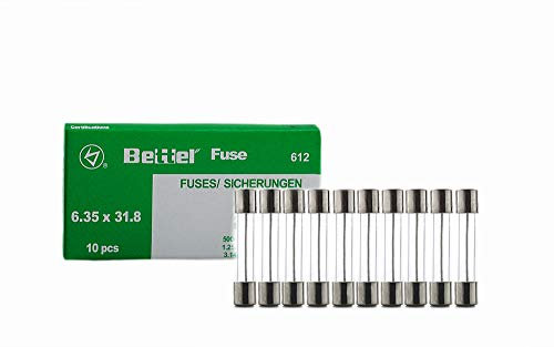 Fusibles de vidrio de fusión lenta, 6,3 x 32 mm, 250 V, tipo 612, paquete de 10 unidades