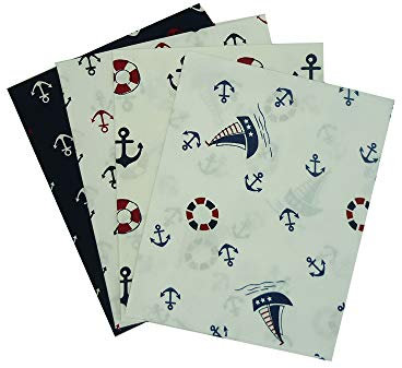 Baumwollstoff im Marine-Stil, 40 cm x 50 cm, für Patchwork, Nähen, Quilten, Basteln