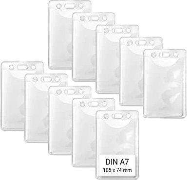Karteo Kartenhüllen DIN A7 Format [100 Stück] Vinyl Ausweishüllen transparent vertikal Ausweishülle 105 x 74 mm Ausweishalter für Ausweise