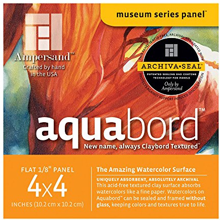 Ampersand Aquabord Panel for Watercolor and Gouache, 1/8 Inch Depth, 4X4 Inch, Pack of 4 (CBT044)