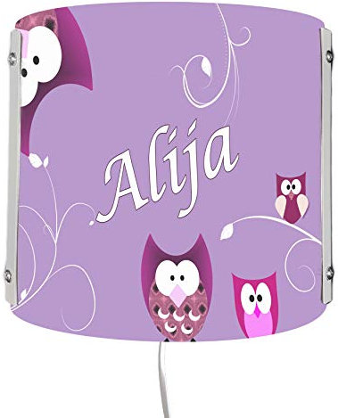 CreaDesign WA-1007-05, Eule lila, Kinderzimmer Wandlampe personalisiert mit Namen, Nachtlicht/Schlummerlicht für Steckdose, E14, 22 x 22,5 x 8,5 cm