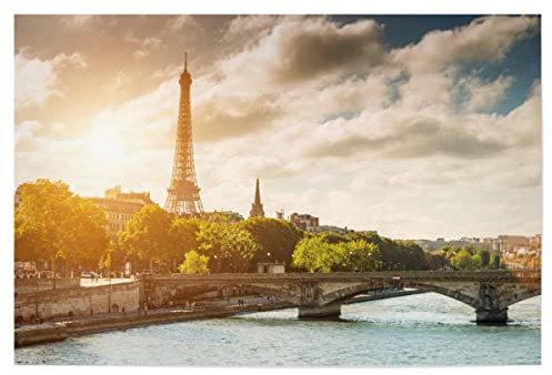artboxONE Poster 30x20 cm Paris Reise Eiffelturm Sonnenuntergang - Bild Paris Bridge bäume