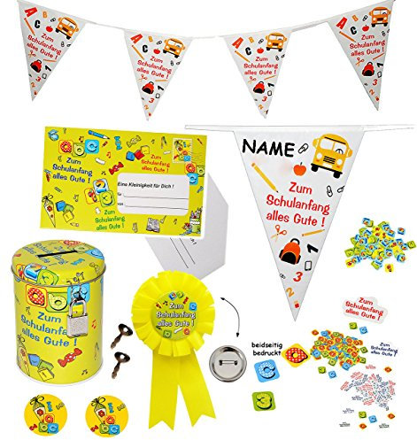 10,5 m - Girlande/Wimpelkette - Alles Gute zum Schulanfang ! ! - incl. Name - Dekoration - Schulstart - Fest & Feier/Party Deko Partygirlande - Jungen..