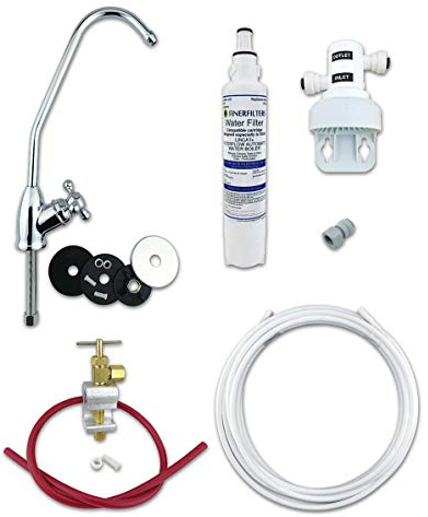 Finerfilters, kit di filtri per acqua potabile per sottolavello, facile da cambiare e con filtro a secco per cambiare il corpo e rubinetto per il piede cromato alla moda.