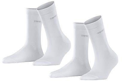 ESPRIT Uni 2-Pack W So Coton Unies Lot de 2 Paires Chaussettes, Opaque, Blanc (White 2000), 39-42 Femme
