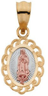 14 ct Gelbgold UFO Lady of Guadalupe Anhänger 11 x 8,5