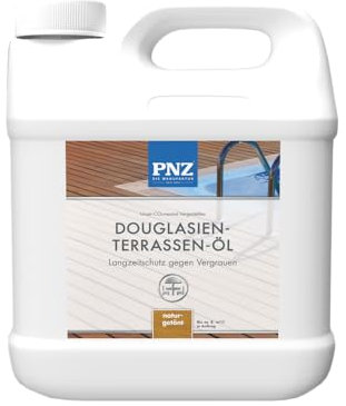 PNZ Douglasien-Terrassen-Öl | Nachhaltig hergestellt mit regionalen Rohstoffen | lösemittelfrei | Holzdeck, Holz-Terrasse, Gartenmöbel, Gartenhaus, Zaun, Gebinde:5L, Farbe:naturgetönt