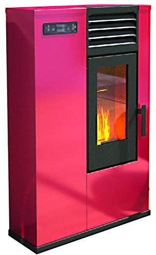 Eva Stampaggi 98017-10 Susy Slim Pelletofen mit Feuerstelle, 7,5 kW, Rot