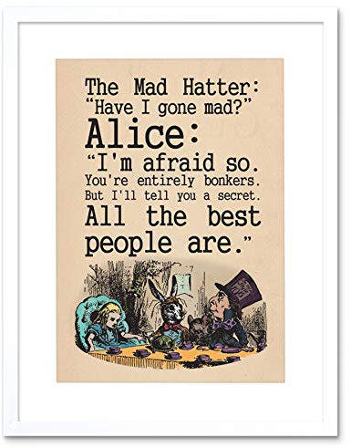 Wee Blue Coo Quote Carroll Book Alice Wonderland Mad Hatter Tea Party Framed Wall Art Print