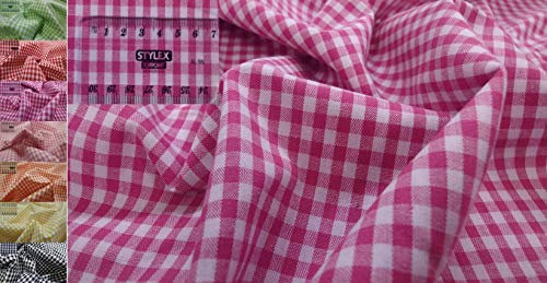 StoffBook Vichy KAROSTOFF Baumwolle KÜCHENKARO Stoff Stoffe, C367 (Pink, Karo-größe 5MM)