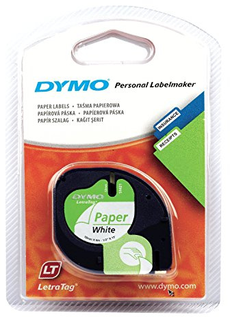 Dymo Set 5 Kassetten Band LetraTag Papier 12 mm x 4 m schwarz auf weiß