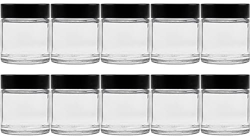 Viva-Haushaltswaren Gabriele Hesse e.K. 10 kleine Glastiegel 30ml / Salbentiegel/Cremetiegel aus Klarglas inkl. Beschriftungs-Etiketten