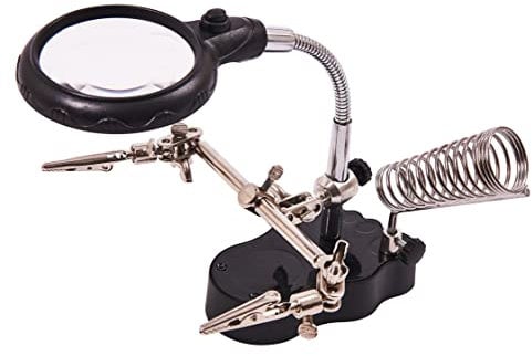 Amtech S2885 Magnifier LED Light Helping Hand with Soldering Stand, One Size