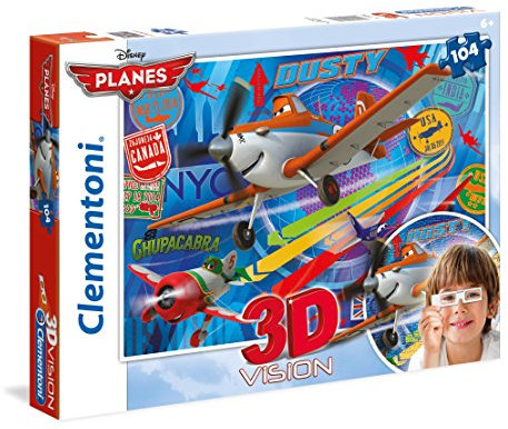 Clementoni 20082.5-3D Vision Planes, 104 Teile Puzzle